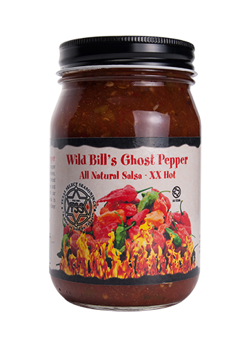 (2) Wild Bill’s Ghost Pepper XHOT Salsa 16 oz jars-SHIPPING INCLUDED